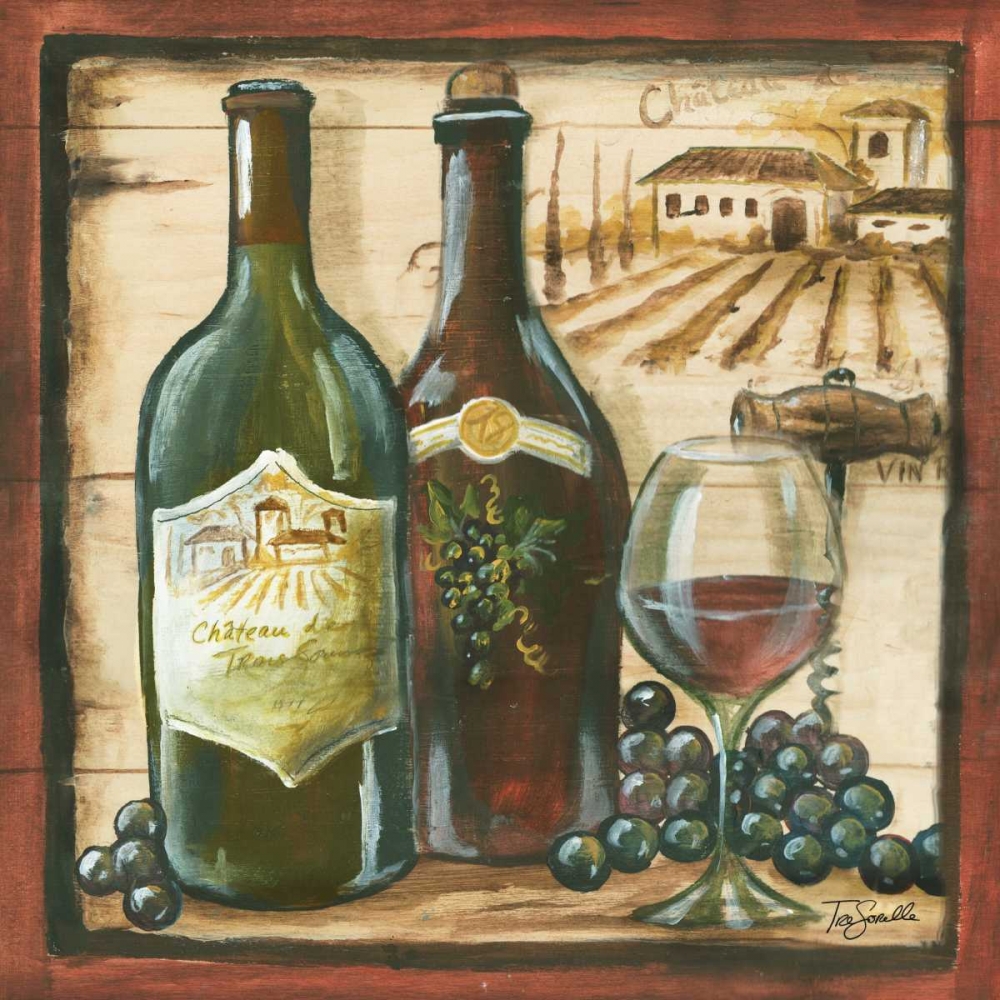 Wooden Wine Square I art print by Tre Sorelle Studios for $57.95 CAD