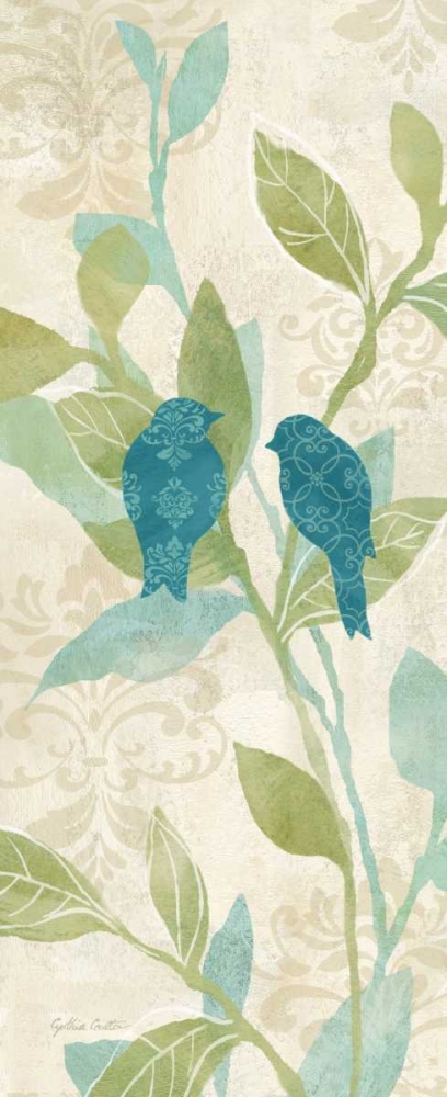 Love Bird Patterns Turquoise Panel II art print by Cynthia Coulter for $57.95 CAD