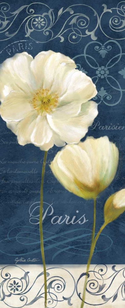Paris Poppies Navy Blue Panel I art print by Cynthia Coulter for $57.95 CAD