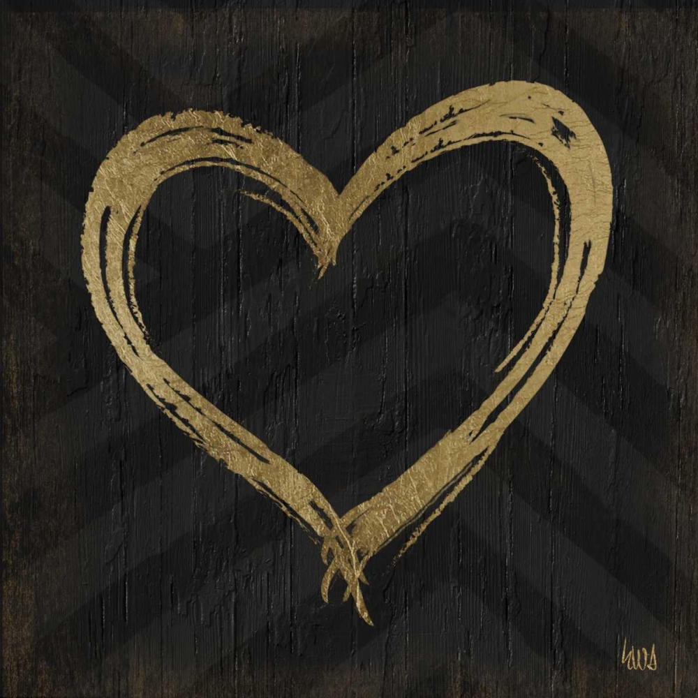 Chevron Sentiments Gold Heart Trio II  art print by h.artworks for $57.95 CAD