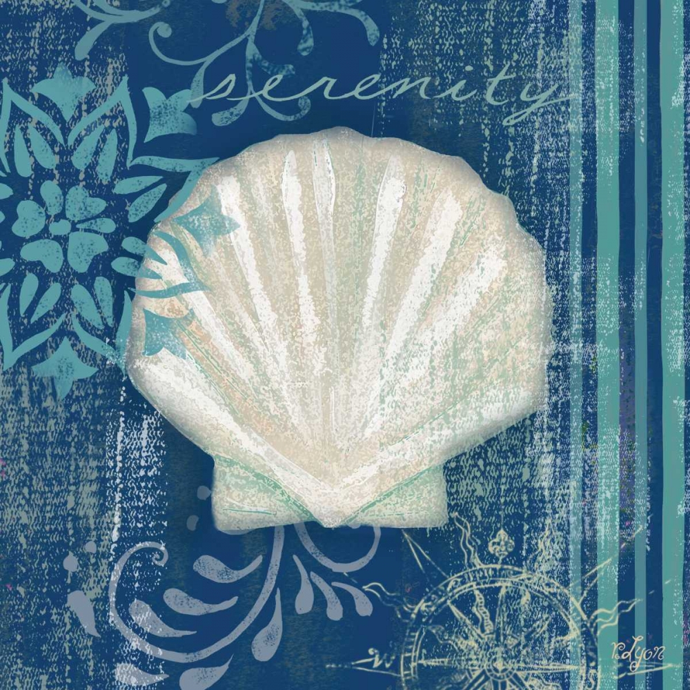 Navy Blue Spa Shells III art print by Rebecca Lyon for $57.95 CAD