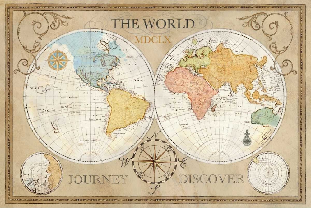 Old World Journey Map art print by Cynthia Coulter for $57.95 CAD