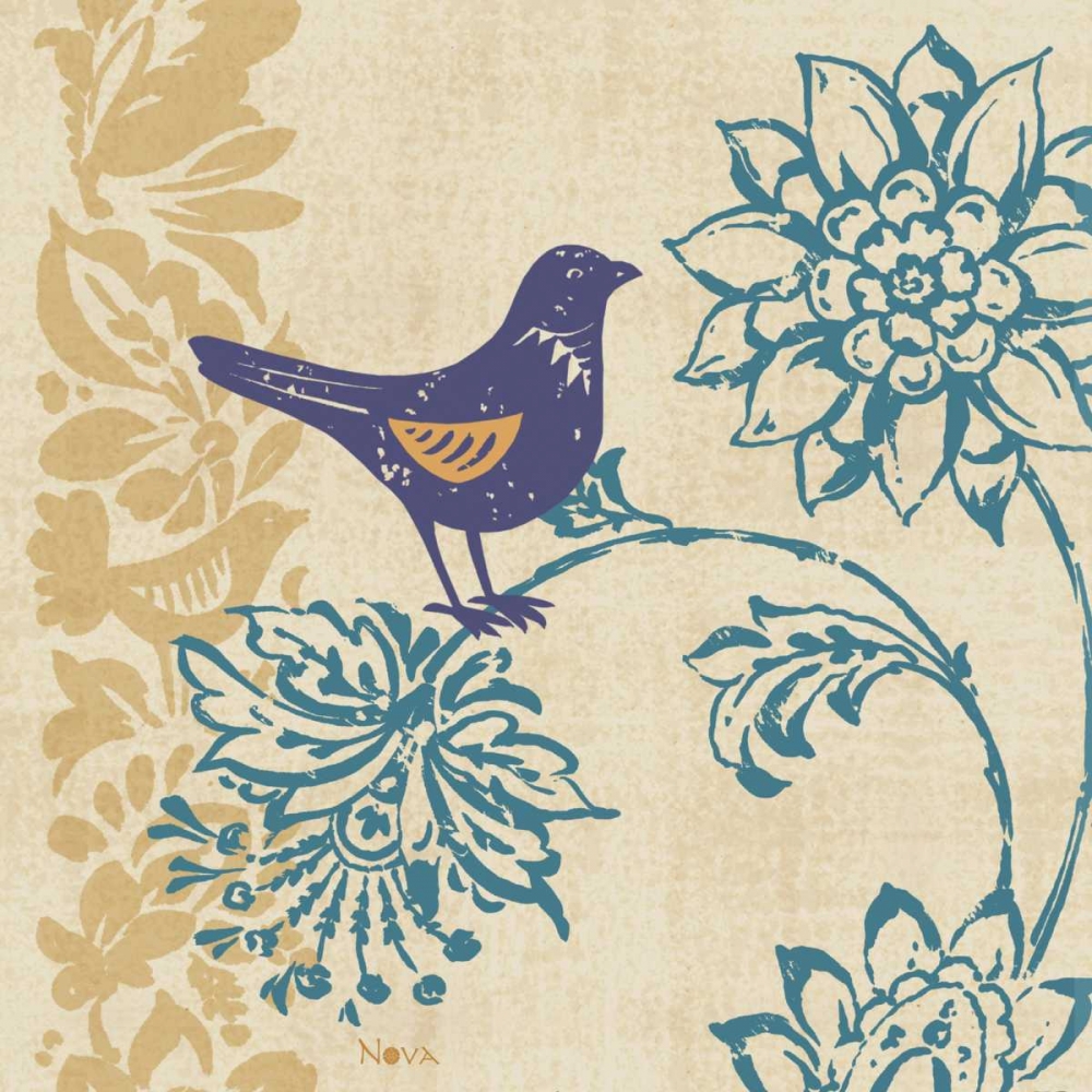 Blue Indigo Bird I art print by Studio Nova for $57.95 CAD