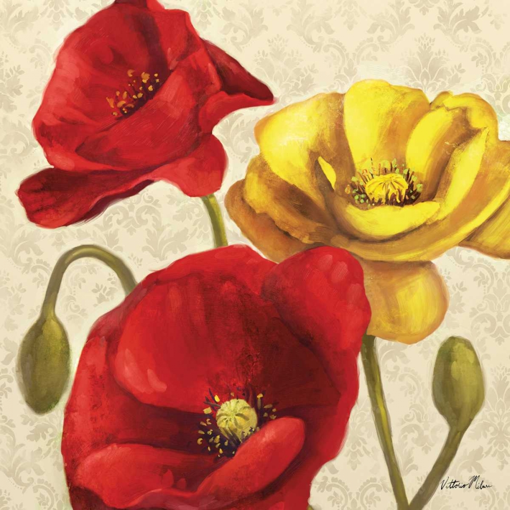 Red and Yellow Poppy Damask II art print by Vittorio Milan for $57.95 CAD