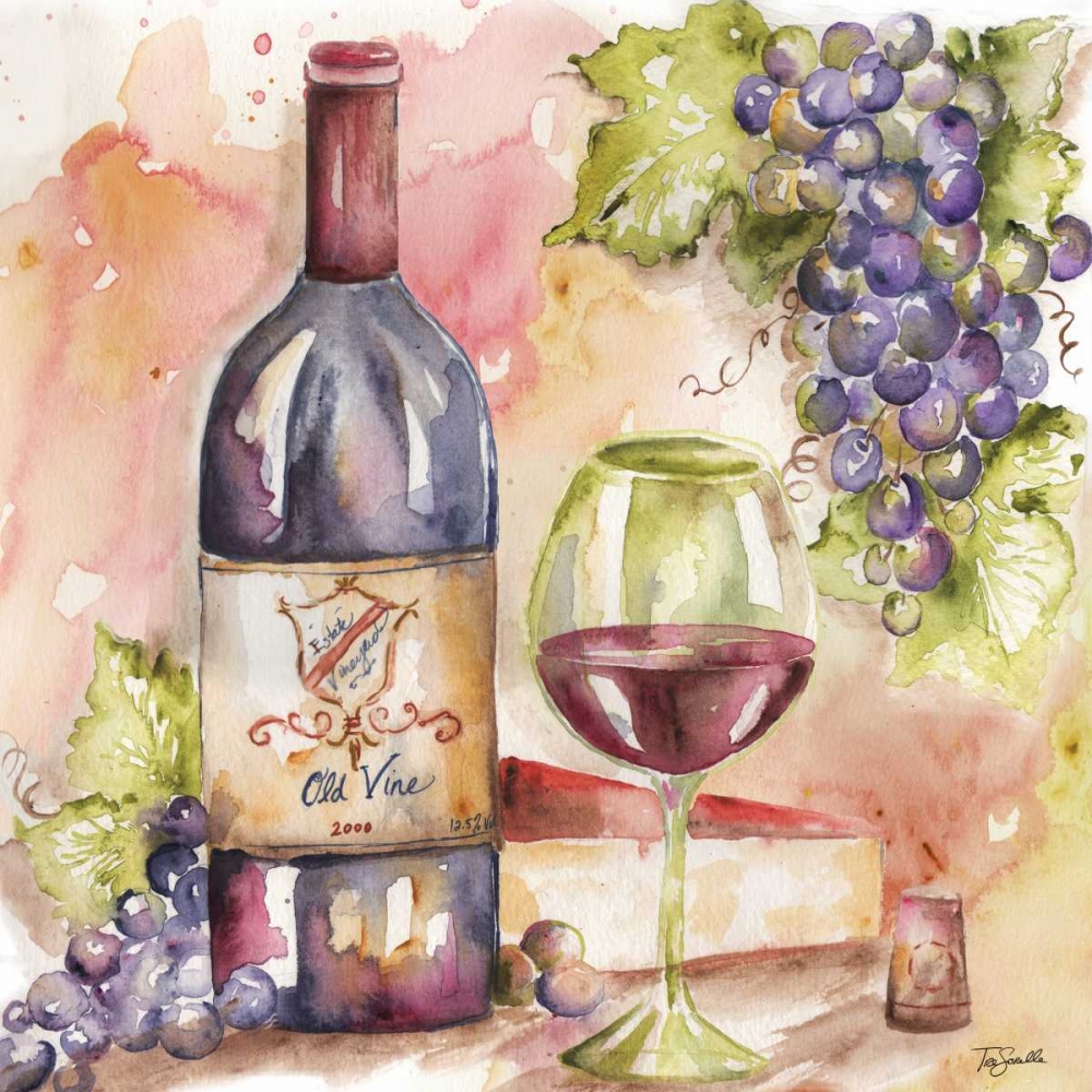 Watercolor Wine I art print by Tre Sorelle Studios for $57.95 CAD