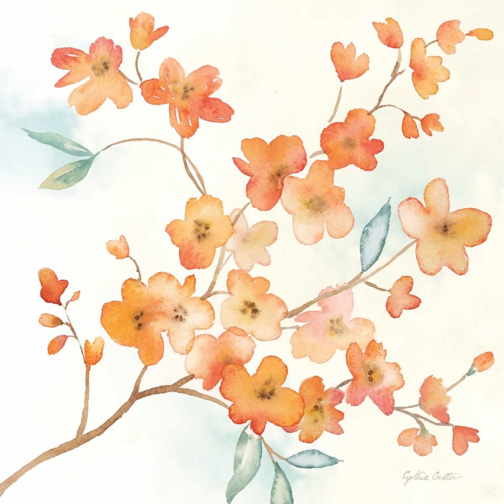 Coral Blossom Branches I art print by Cynthia Coulter for $57.95 CAD