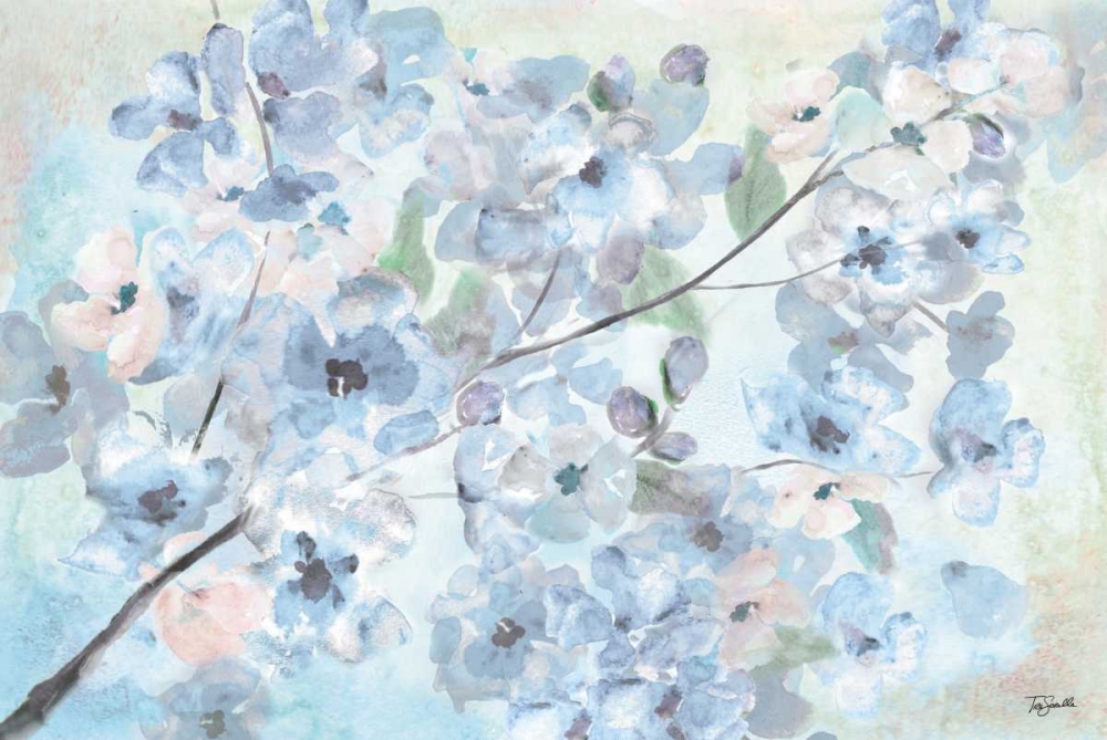 Watercolor Blue Blossoms Landscape art print by Tre Sorelle Studios for $57.95 CAD