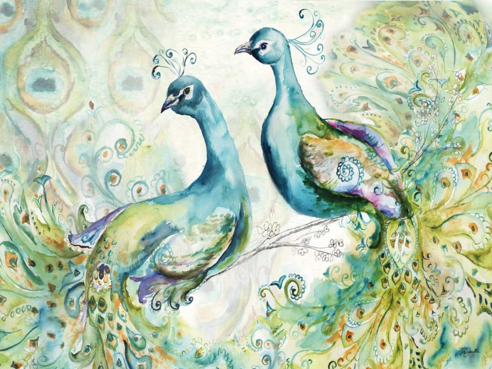 Bohemian Peacocks Landscape art print by Tre Sorelle Studios for $57.95 CAD