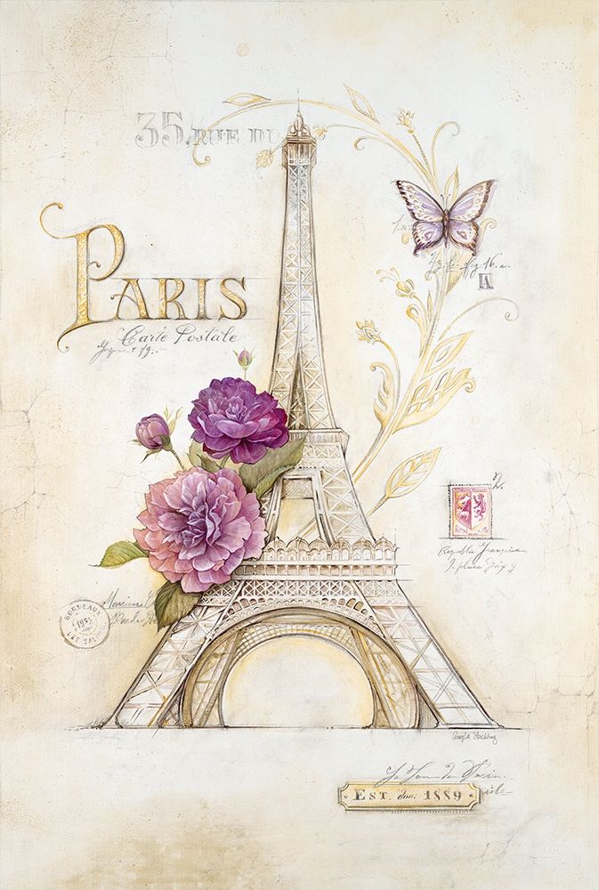 Eiffel Tower Roses art print by Angel Staehling for $57.95 CAD