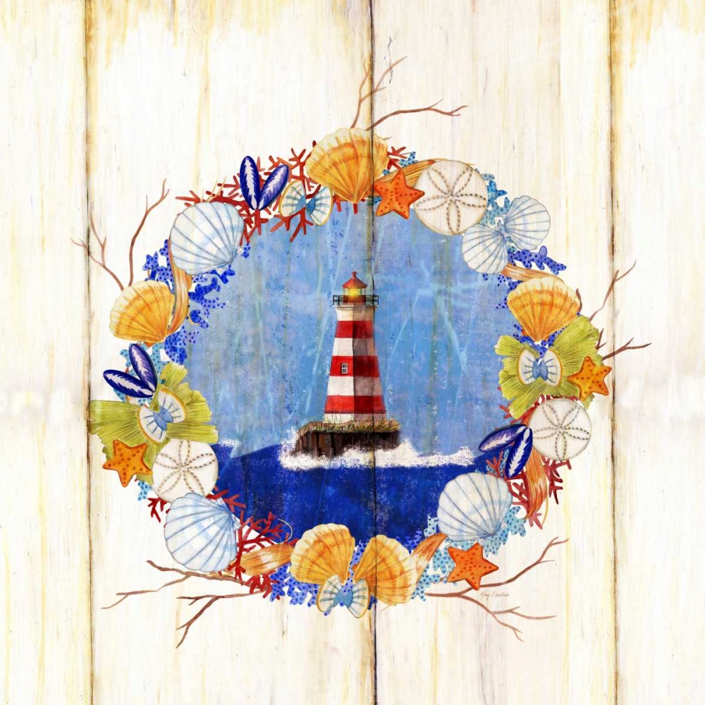 Coastal Lighthouse Wreath art print by Mary Escobedo for $57.95 CAD