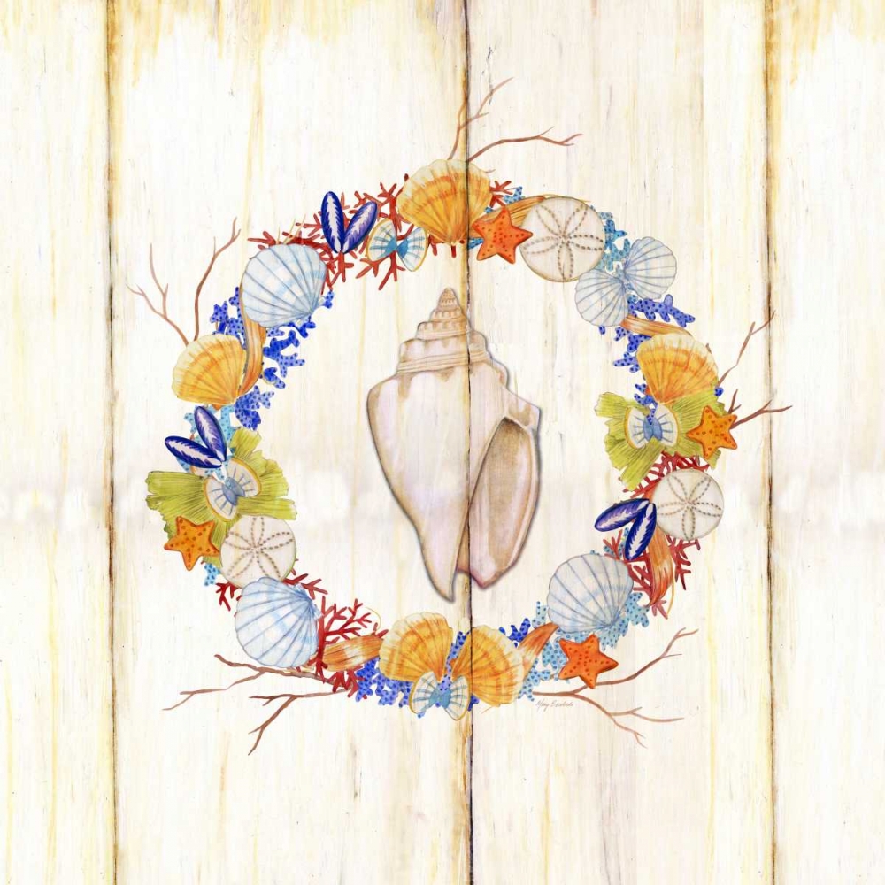 Coastal wreath and shell 1 art print by Mary Escobedo for $57.95 CAD