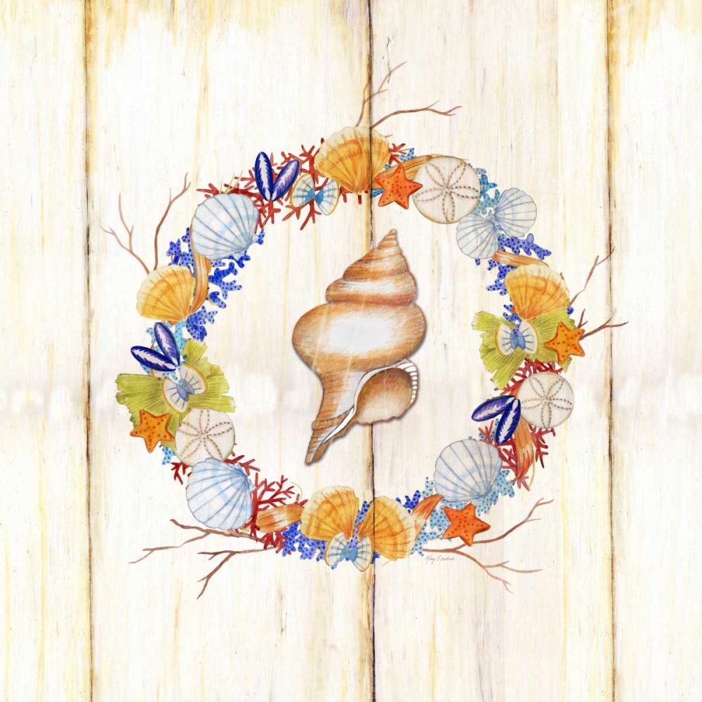 Coastal Wreath and shell 2 art print by Mary Escobedo for $57.95 CAD