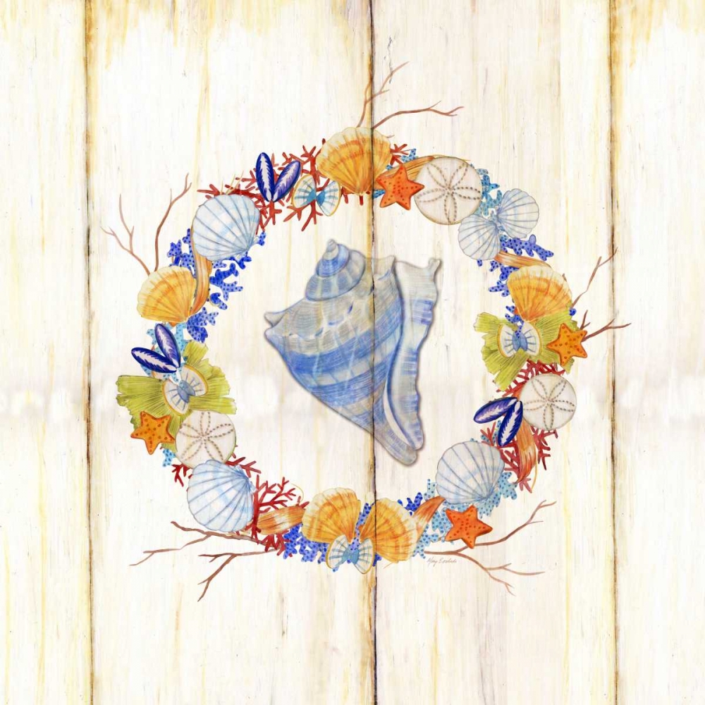 Coastal Wreath and Shell 3 art print by Mary Escobedo for $57.95 CAD