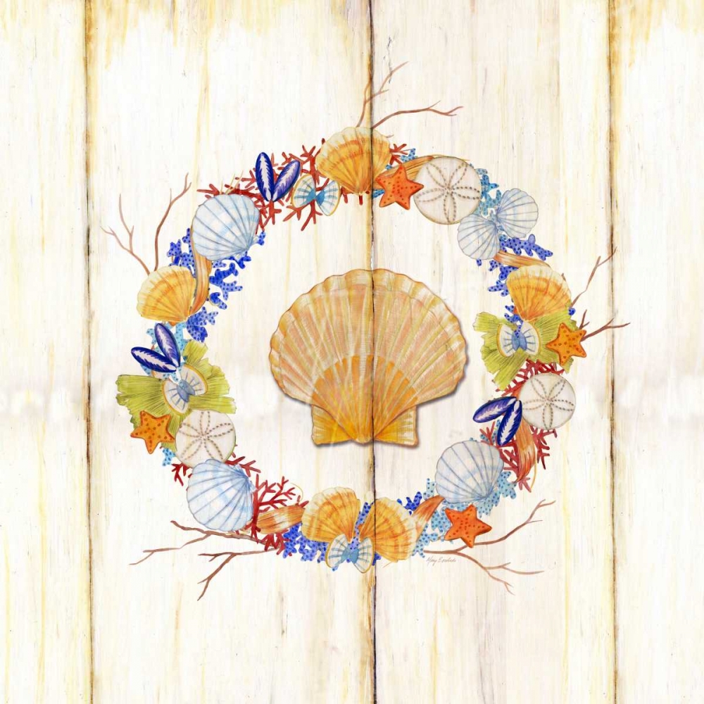 Coastal Wreath and Shell 4 art print by Mary Escobedo for $57.95 CAD
