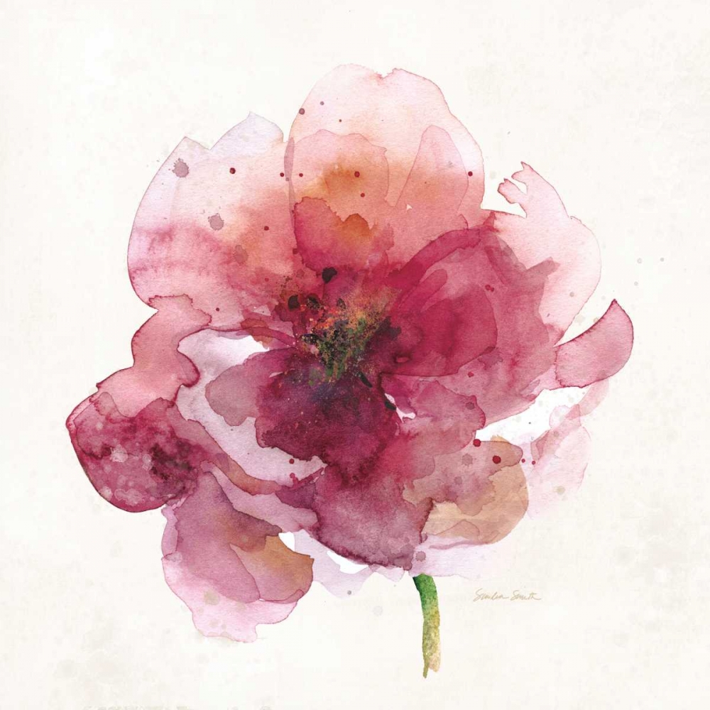 Watery Red Bloom 2 art print by Sandra Smith for $57.95 CAD