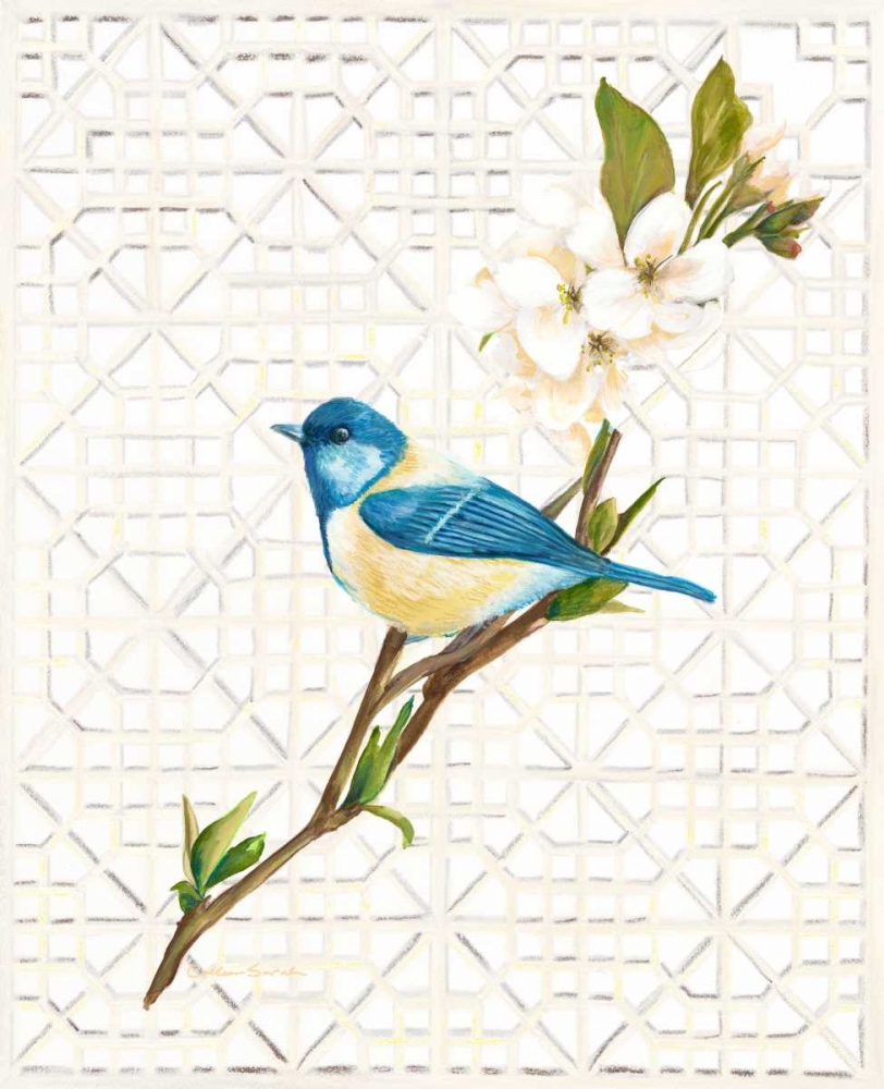 Blue Bird and Trellis art print by Colleen Sarah for $57.95 CAD