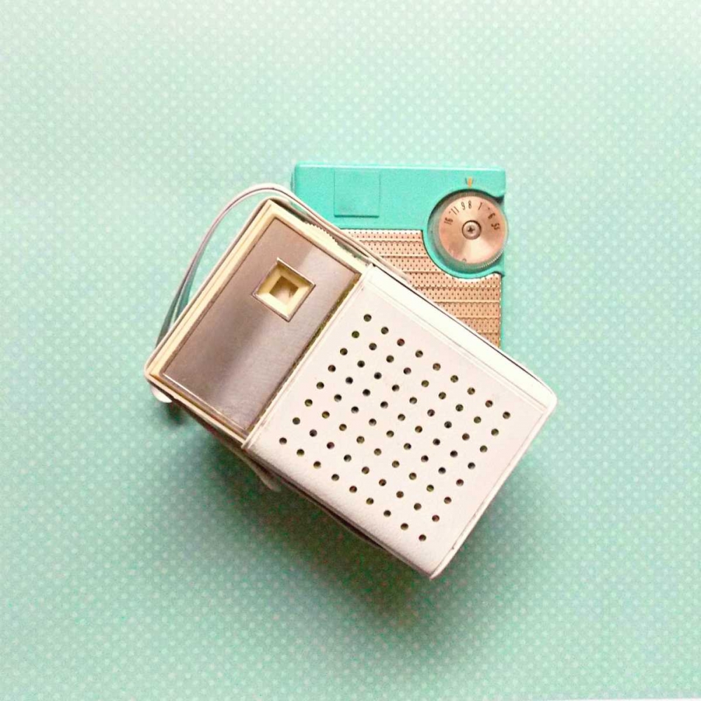 Vintage Transistor Radio on Blue art print by Vicki Dvorak for $57.95 CAD