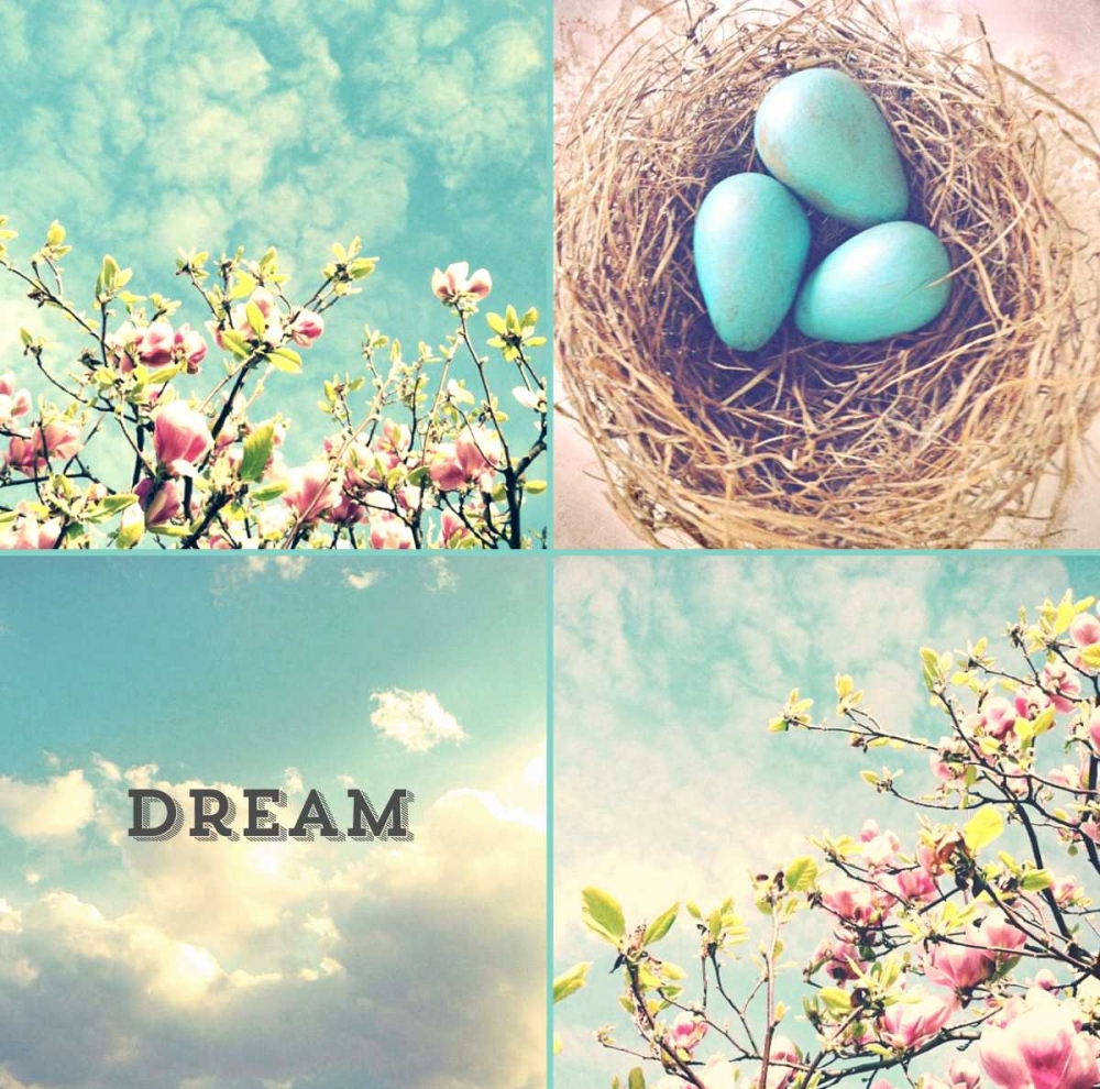 Blue Eggs Pink Blossoms Dream art print by Vicki Dvorak for $57.95 CAD