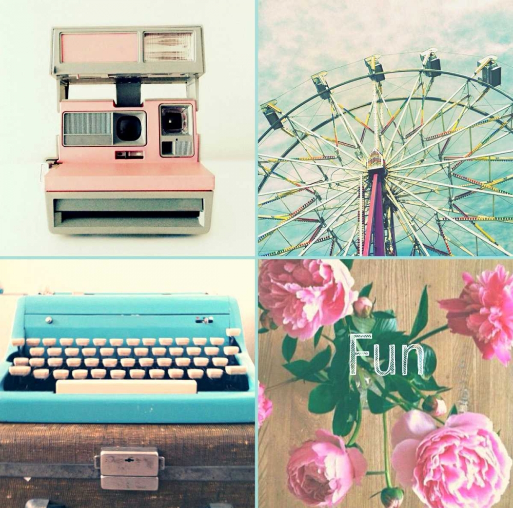 Ferris Wheel and Peonies Fun art print by Vicki Dvorak for $57.95 CAD