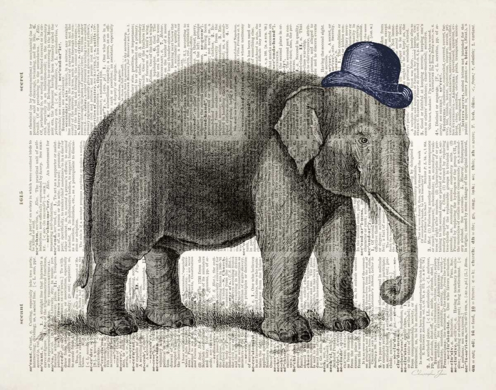 Elephant In A Bowler art print by Christopher James for $57.95 CAD