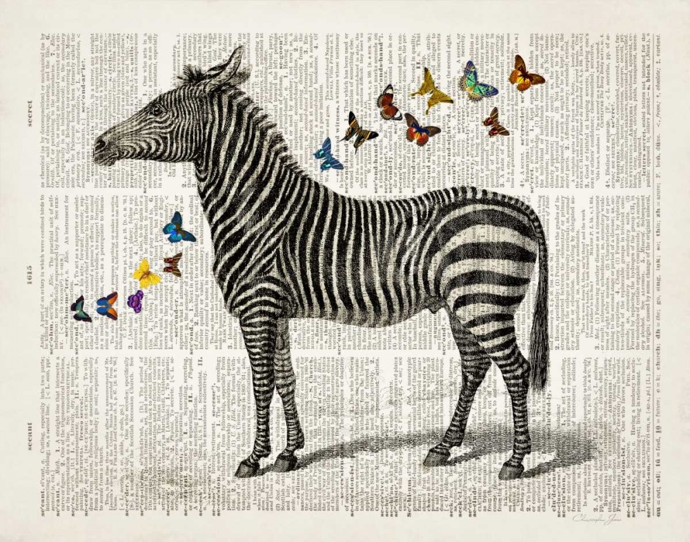 Zebra and Butterflies art print by Christopher James for $57.95 CAD