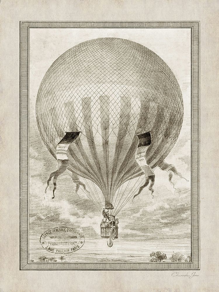 Balloon Over The Countryside art print by Christopher James for $57.95 CAD