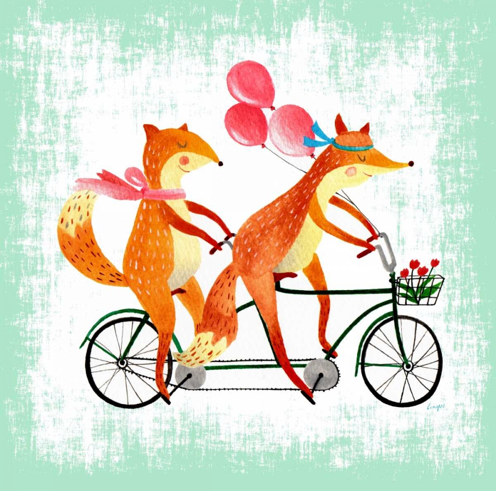 Foxes Like Bikes art print by Lings Workshop for $57.95 CAD
