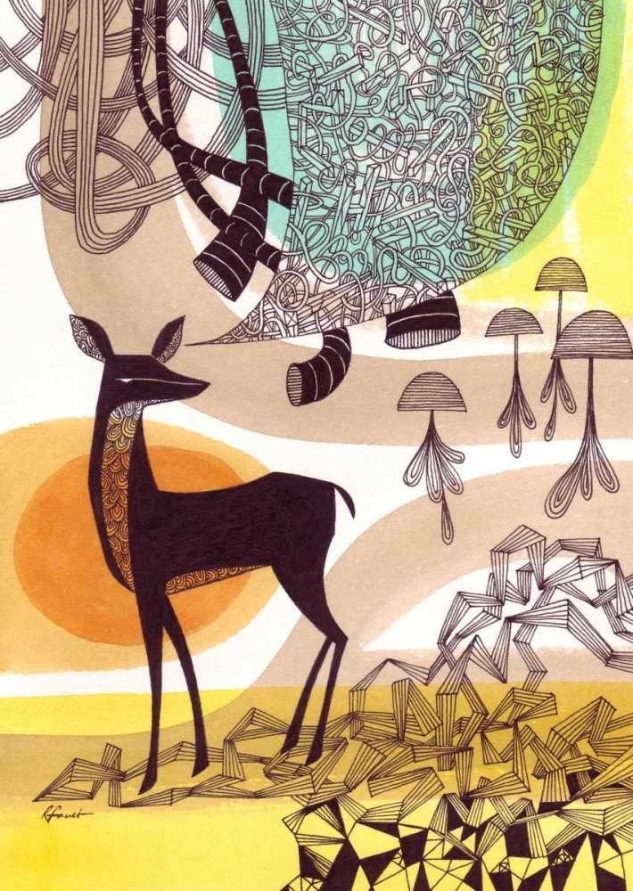 Doodle Deer art print by Richard Faust for $57.95 CAD