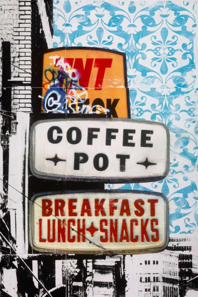 Urban Collage Cafe art print by Deanna Fainelli for $57.95 CAD