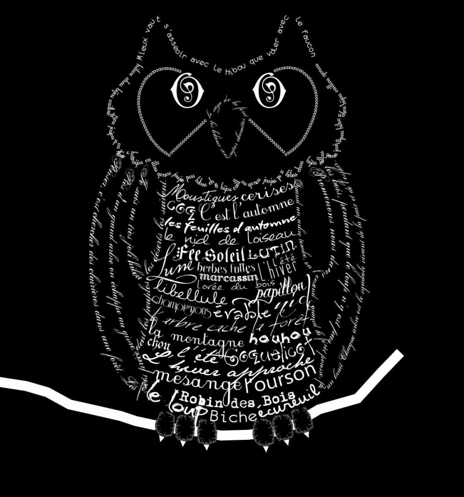 French Owl Black art print by Marion De Lauzun for $57.95 CAD