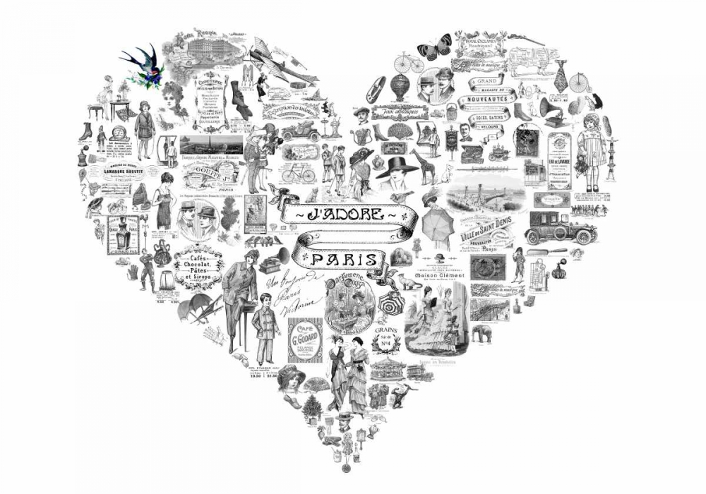 Vintage Paris Heart art print by Marion De Lauzun for $57.95 CAD