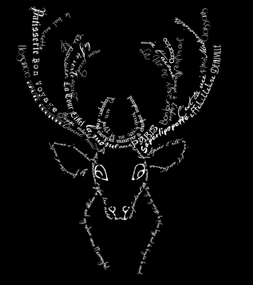 French Stag Black art print by Marion De Lauzun for $57.95 CAD