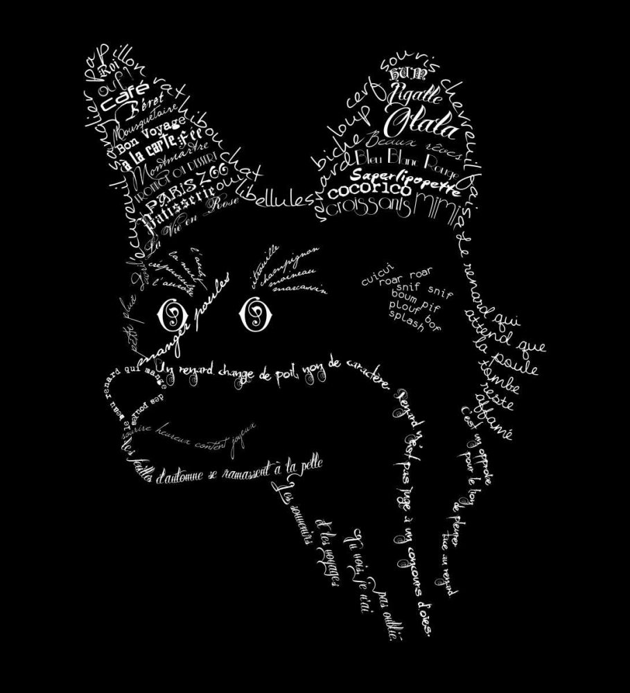 French Fox Black art print by Marion De Lauzun for $57.95 CAD