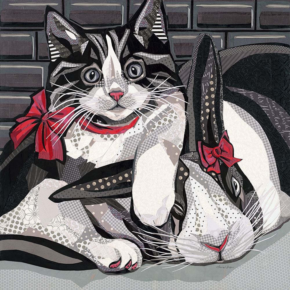 Kitten and Bunny Cuddles art print by Paper Pictures by Laura for $57.95 CAD