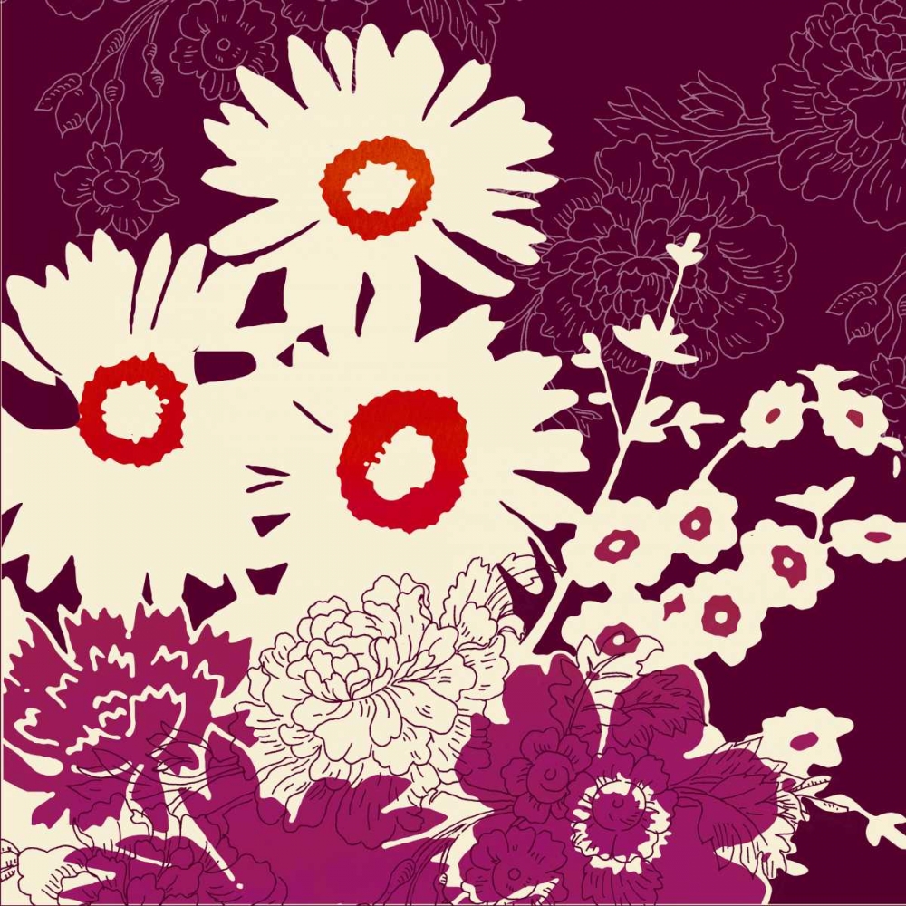 Silhouetted Florals Purple art print by Z Studio for $57.95 CAD