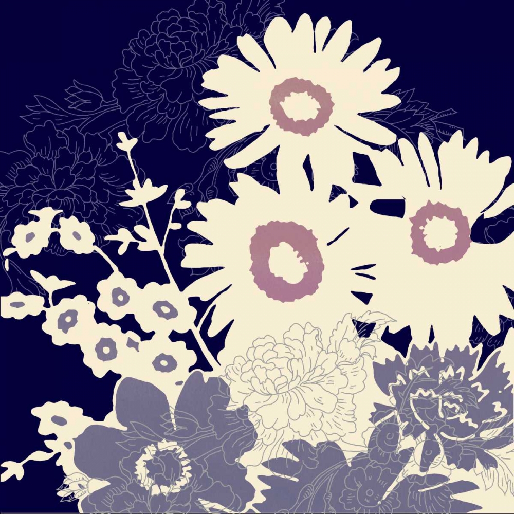 Sihouetted Florals Blue art print by Z Studio for $57.95 CAD