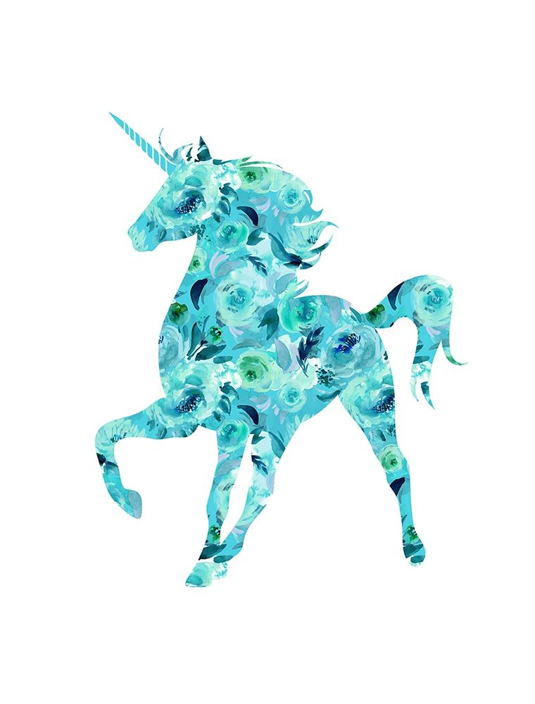 Blue Floral Unicorn art print by Bella Dos Santos for $57.95 CAD