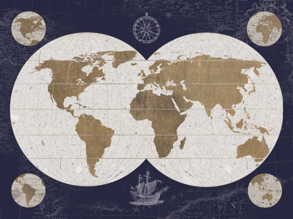 Explorers Map - Blue art print by Sam Appleman for $57.95 CAD