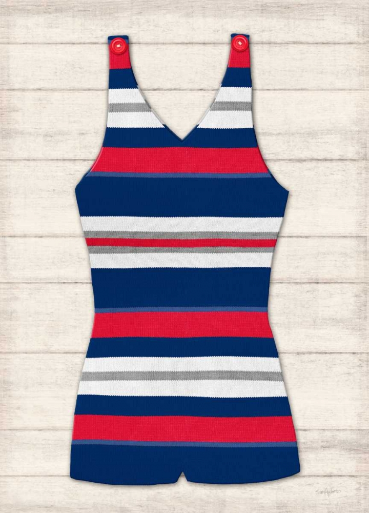 Vintage Swim Suit - Blue and Red 1 art print by Sam Appleman for $57.95 CAD
