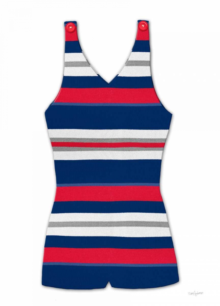 Vintage Swim Suit 1 B and R White art print by Sam Appleman for $57.95 CAD