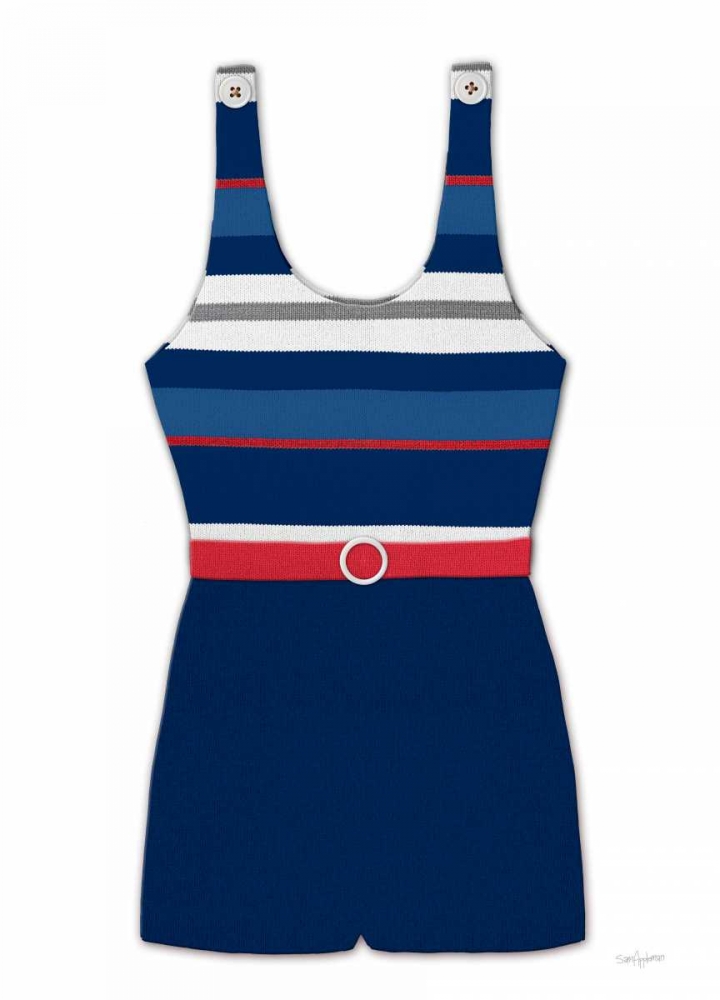 Vintage Swim Suit 2 B and R White art print by Sam Appleman for $57.95 CAD