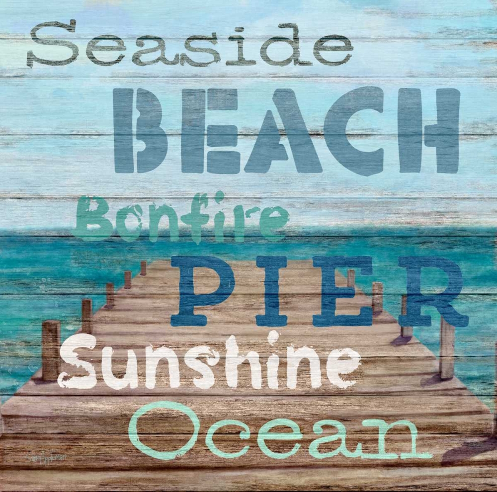 Pier View Weathered Wood Sign art print by Sam Appleman for $57.95 CAD
