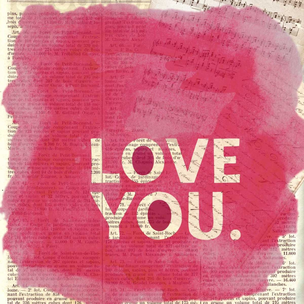 Love You Newsprint art print by Evangeline Taylor for $57.95 CAD