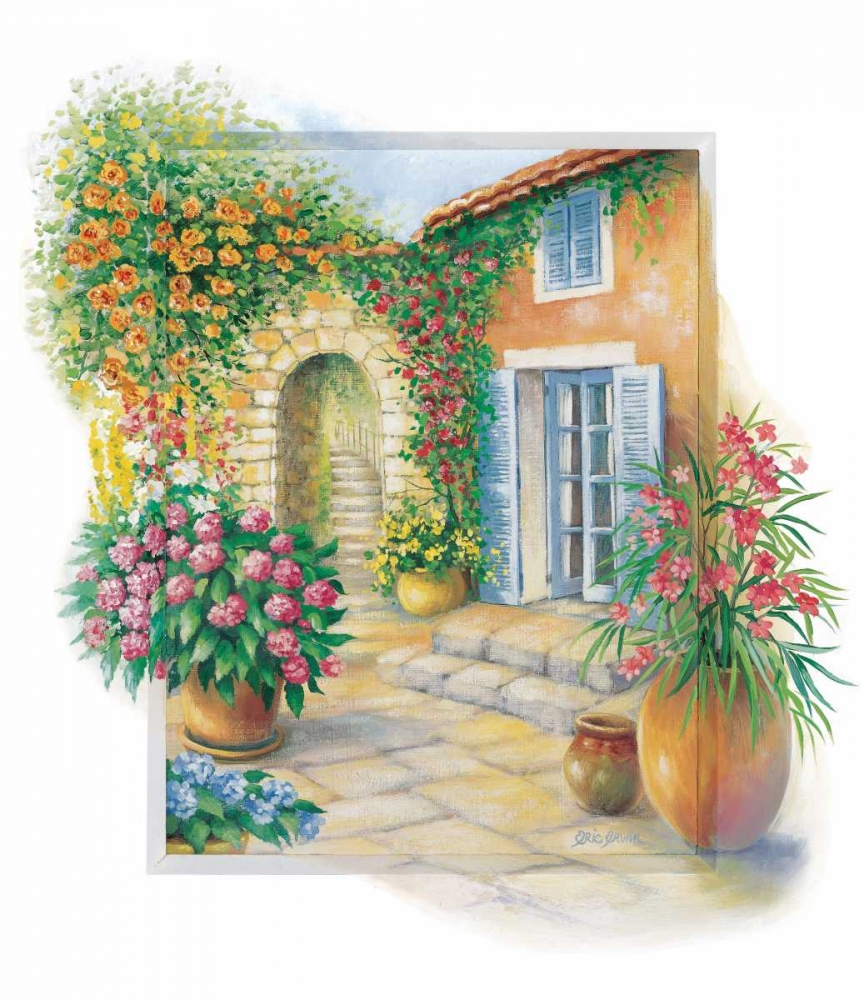 Flowery courtyard art print by Eric Erwin for $57.95 CAD