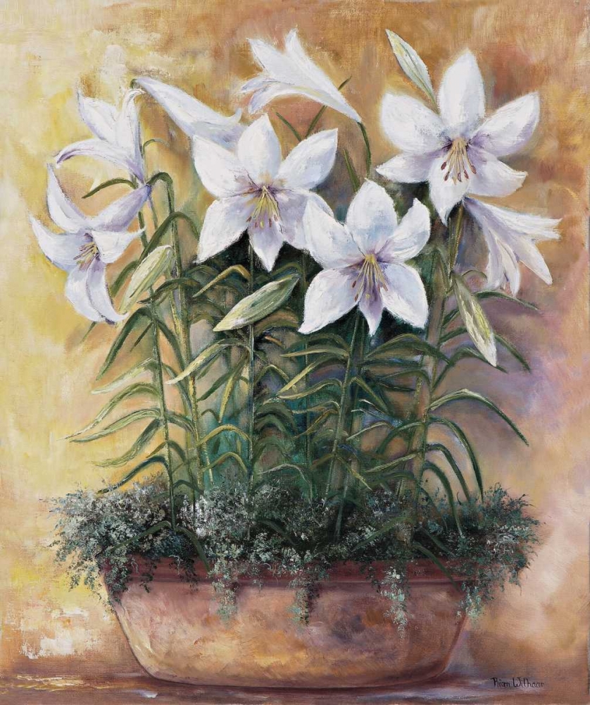 White lilies in bowl art print by Rian Withaar for $57.95 CAD