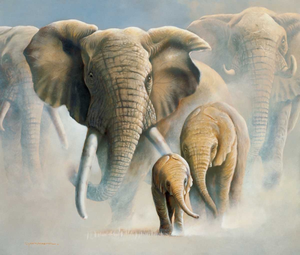 Running elephants II art print by Jan Weenink for $57.95 CAD