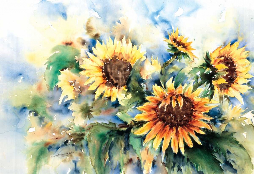 A bouquet of sunflowers art print by Klaske Kalsbeek-Vlasma for $57.95 CAD
