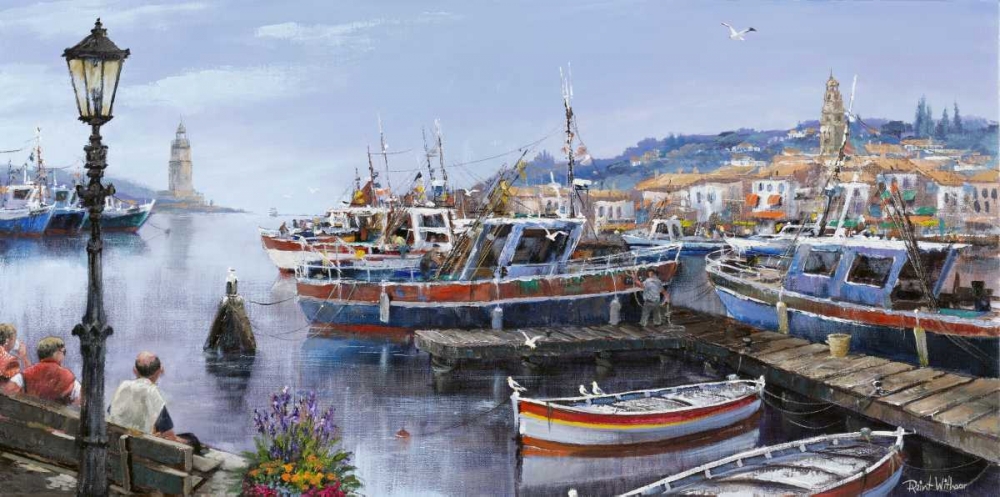 Paeceful french harbour art print by Reint Withaar for $57.95 CAD