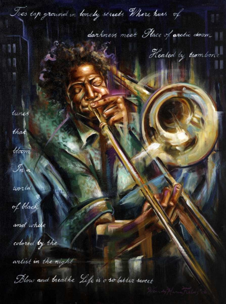 Trombone tunes art print by Wendy Fields for $57.95 CAD