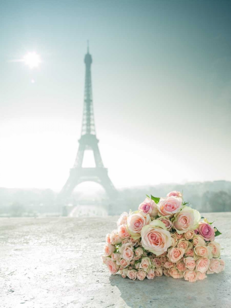 Bunch of roses next to the Eiffel tower art print by Assaf Frank for $57.95 CAD
